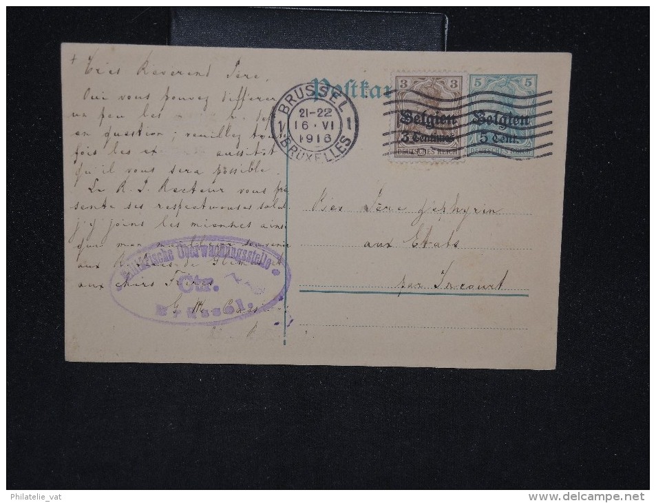 BELGIQUE - Entier Postal ( Type Germania Surchargé) De Bruxelles Pour Incourt En 1918 - A Voir - Lot P11386 - Army: German