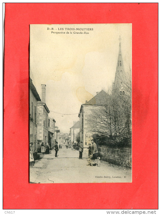 LES TROIS MOUTIERS    1910 LA GRANDE RUE    CIRC OUI EDIT - Les Trois Moutiers