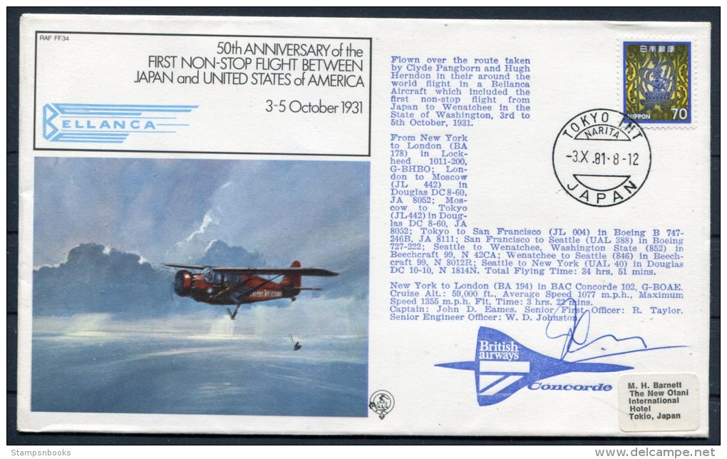 1981 Japan Tokyo British Airways First Flight Cover SIGNED - Concorde