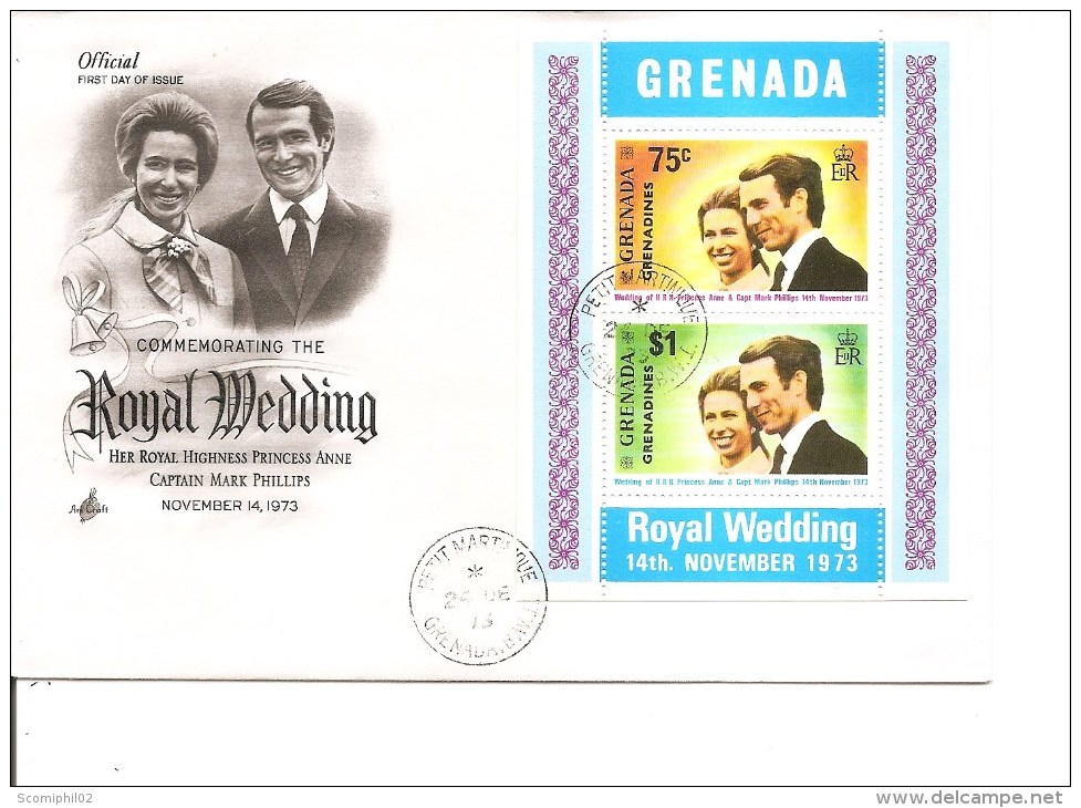 Grnade -Mariage Royal ( FDc De 1973 Avec BF à Voir) - Granada (...-1974)