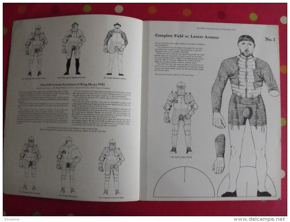 The 1540 Armour Garniture Of King Henry VIII. Cut-out Model. Découpage Armure Chevalier Moyen-age - Activity/ Colouring Books