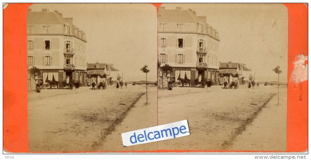 PHOTO  STEREO  ANCIENNE  ( Fin 1800 )   PARAME  (35)   Boulevard  Rochebonne  -   Hotel Continental - Lieux