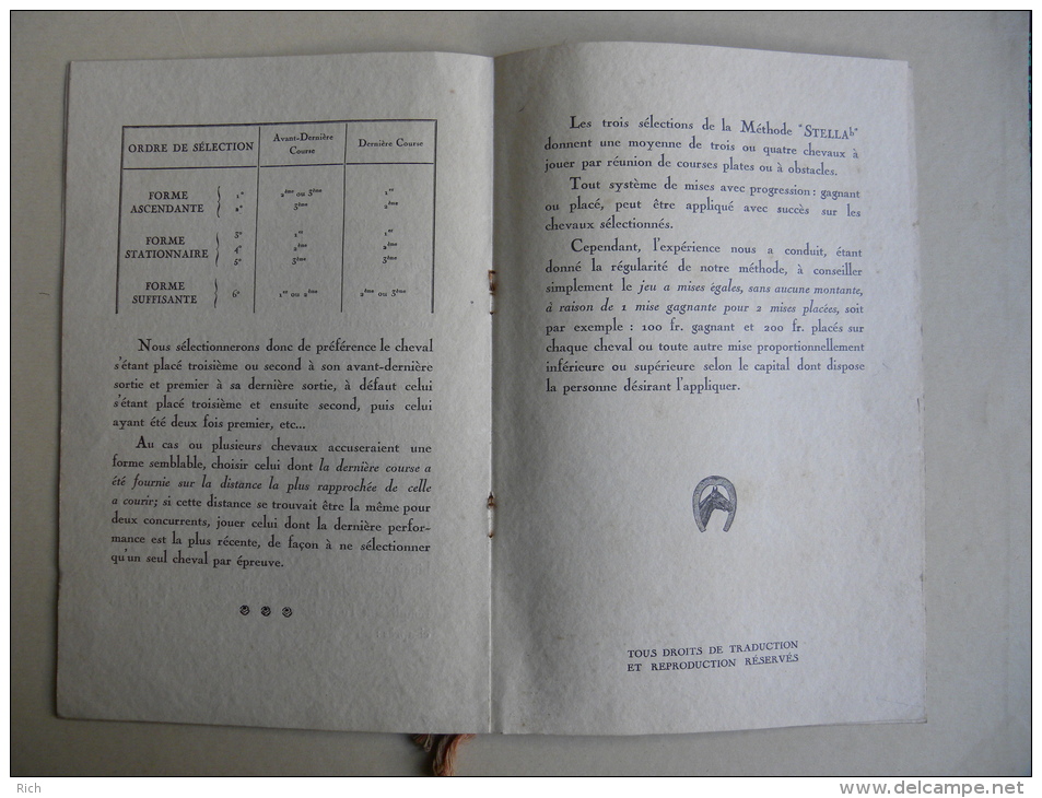 Livret Méthode "Stella"  Courses Plates Et Courses à Obstacles Et Méthode L'Etoile Du Turfiste (lot) - Ruitersport