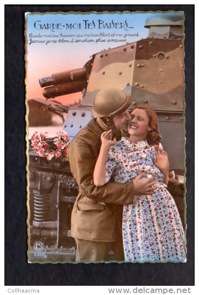 Couple,amour,fantaisie / Amoureux / Soldat,militaire,char,tankiste / Garde Moi Tes Baisers ... - Coppie