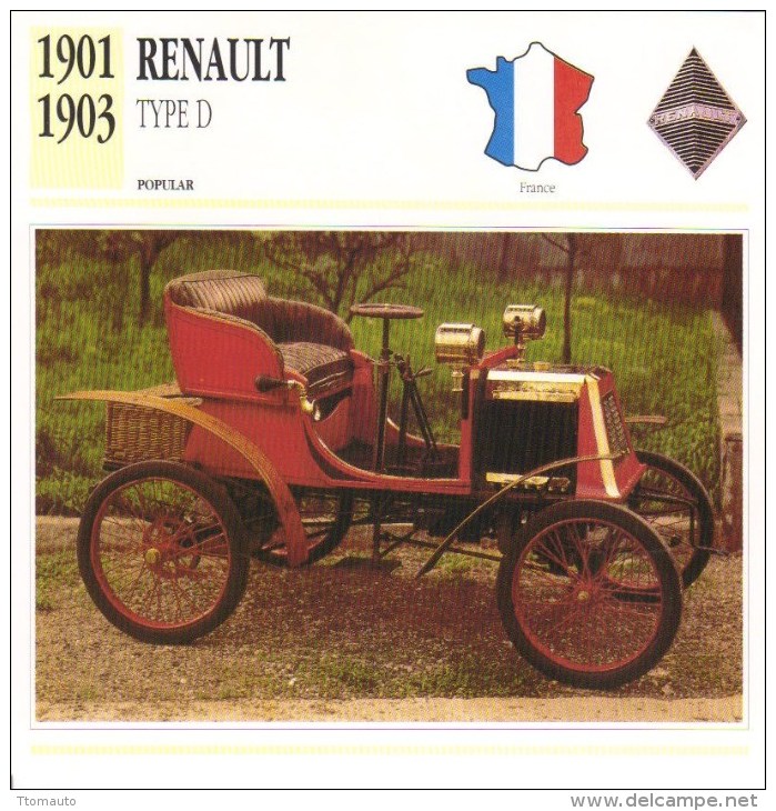 Renault Type D  -  1901  -  Fiche Technique Automobile (Francaise) - Voitures