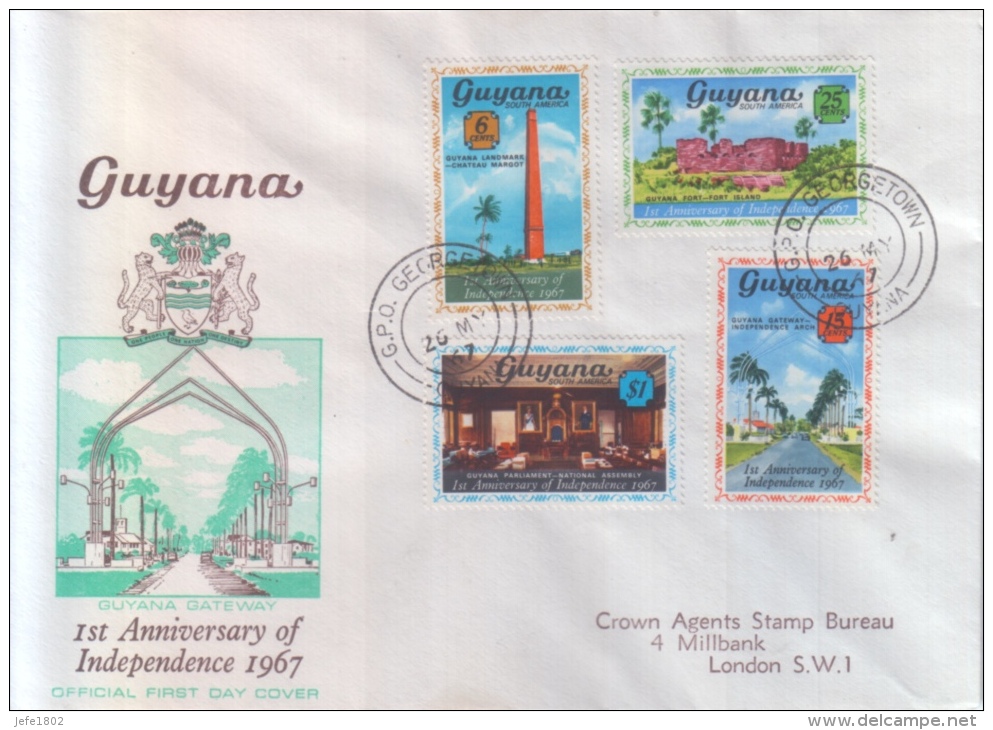 Guyana - 1st Anniversary Of Independence 1967 - Guyane (1966-...)