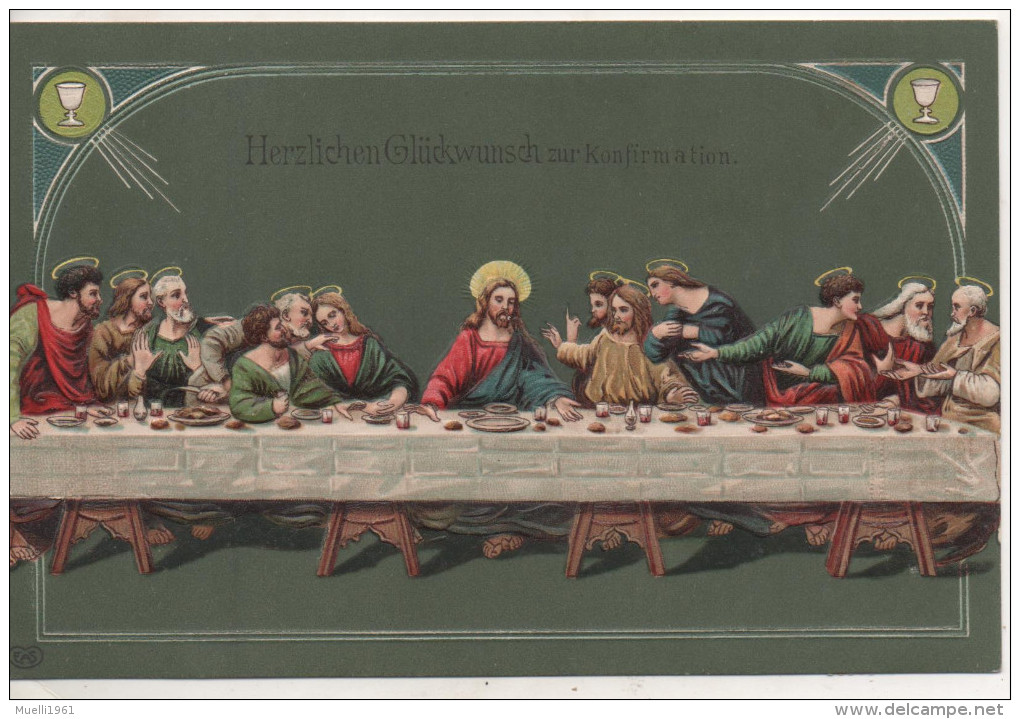 Nr. 1813,  Herzlichen Glückwunsch Zur Konfirmation, Präge-AK - Communion