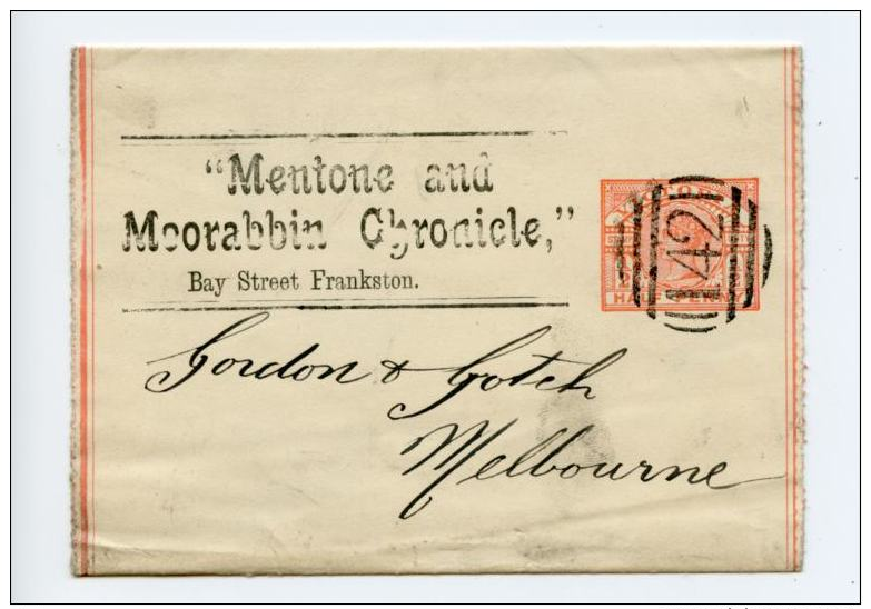 Australia Victoria Newspaper Wrapper C1895 Mentone And Moorabbin Chronicle (E781) - Covers & Documents