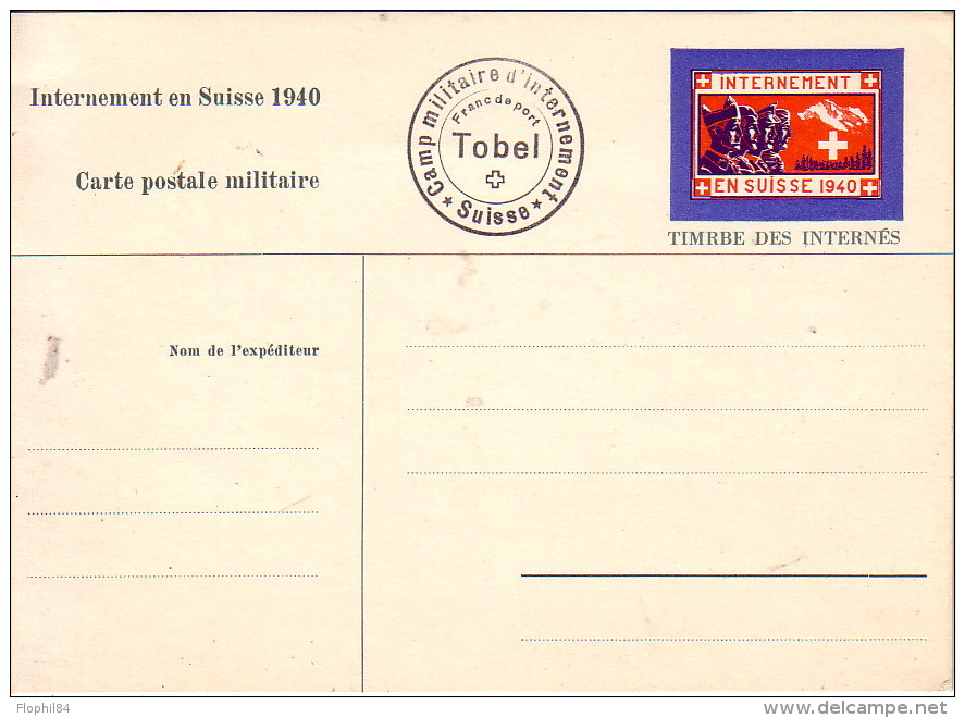 SUISSE - CAMP MILITAIRE D'INTERNEMENT DE TOBEL EN SUISSE -1940 - CARTE NEUVE. - Army: Belgium