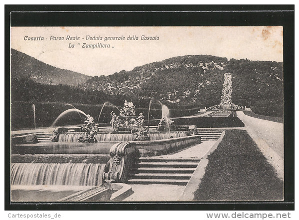 Cartolina Caserta, Parco Reale, Veduta Generale Della Cascata, La Zampilliera - Caserta