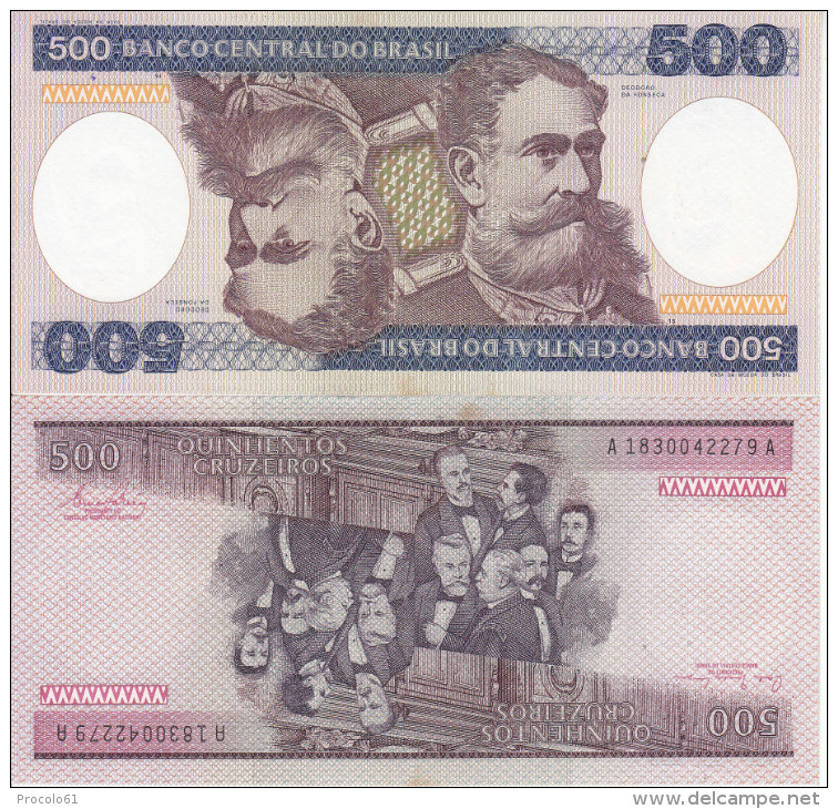 BRASILE BRASIL BRAZIL 500  CRUZEIROS BANCONOTA SIMMETRICA FDS UNC - Brasile