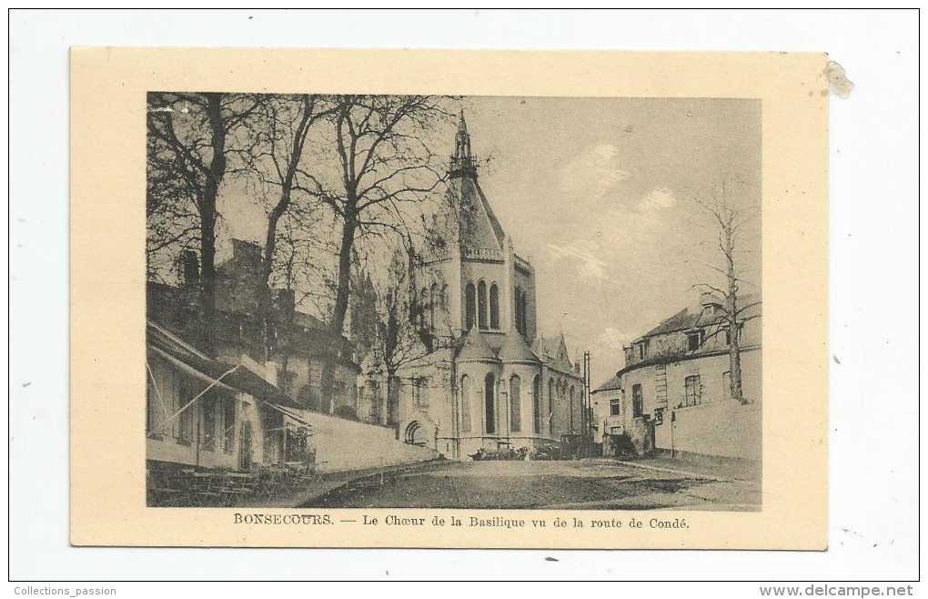 Cp , Belgique , BONSECOURS , Le Choeur De La Basilique Vu De La Route De CONDE , Vierge , Ed : Dath , Photographe - Péruwelz