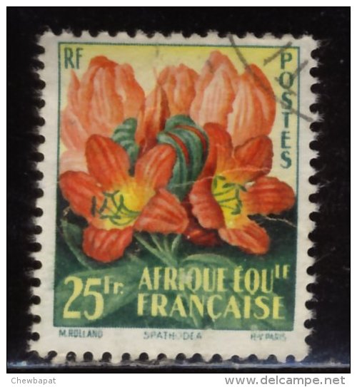 Afrique Equatoriale Francaise AEF A.E.F. - Oblitéré - Y&T 1958 N° 244  Spathodéa 25f Polychrome - Oblitérés