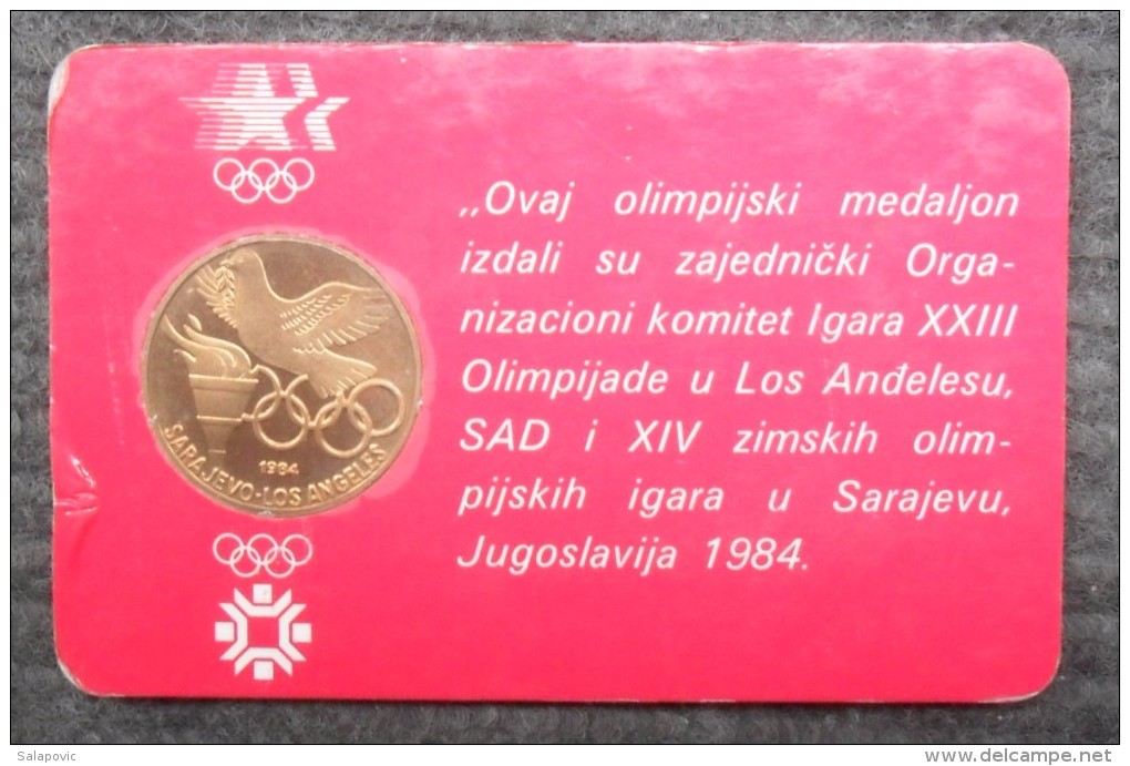 OLYMPIC MEDALION " SARAJEVO - LOS ANGELES " 1984 - Bekleidung, Souvenirs Und Sonstige