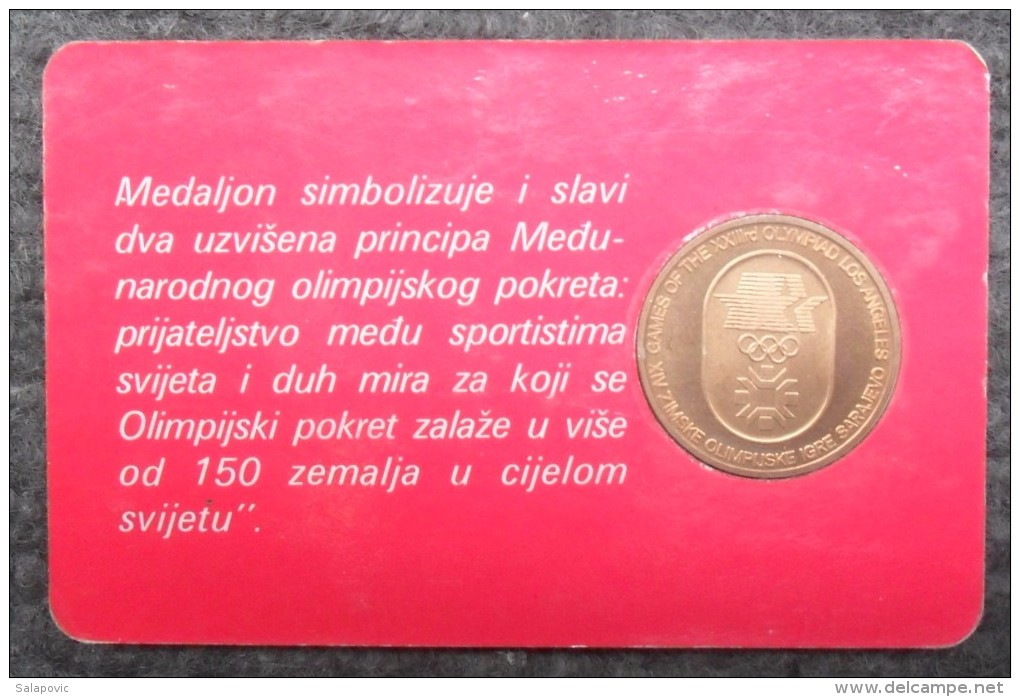 OLYMPIC MEDALION " SARAJEVO - LOS ANGELES " 1984 - Bekleidung, Souvenirs Und Sonstige