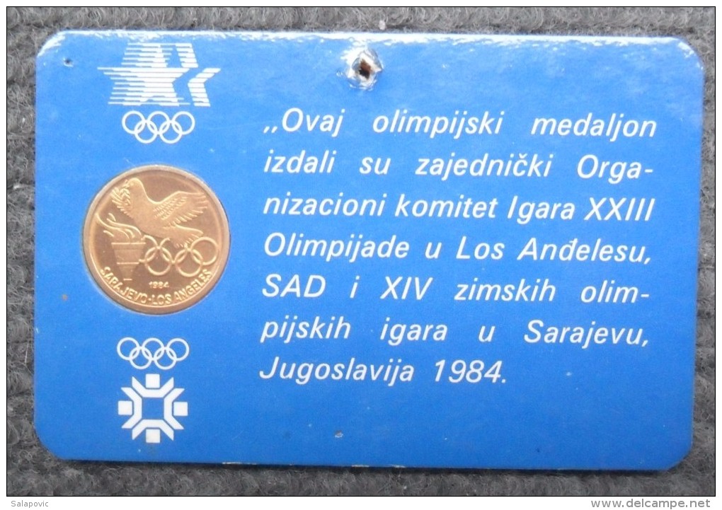 OLYMPIC MEDALION " SARAJEVO - LOS ANGELES " 1984 - Apparel, Souvenirs & Other