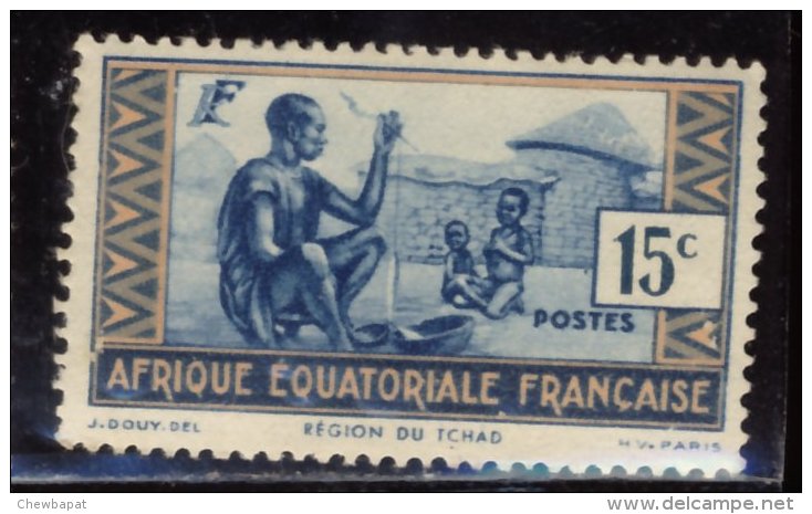 Afrique Equatoriale Francaise AEF A.E.F. - Oblitéré - Y&T 1937 N° 38 Région Du Tchad 15c Bleu Et Bistre - Oblitérés