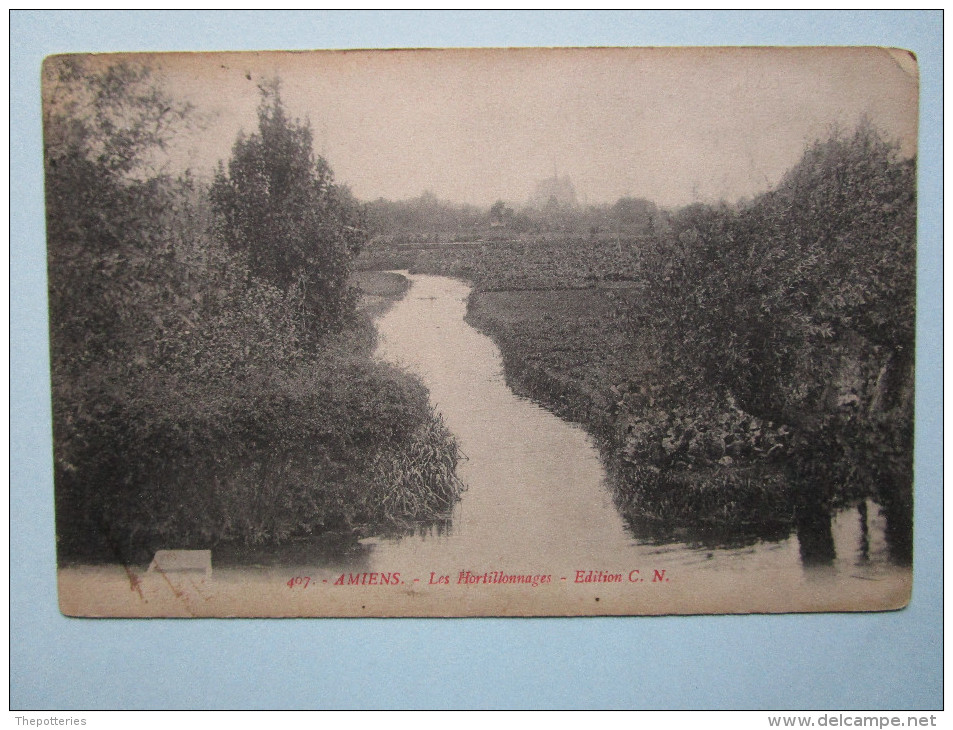 3-653 CPA Amiens Picardie Somme Hortillonnage Maraicher Généalogie Geoffry Gendarmerie 35e GA Secteur 26 1918 Airaines - Agriculture