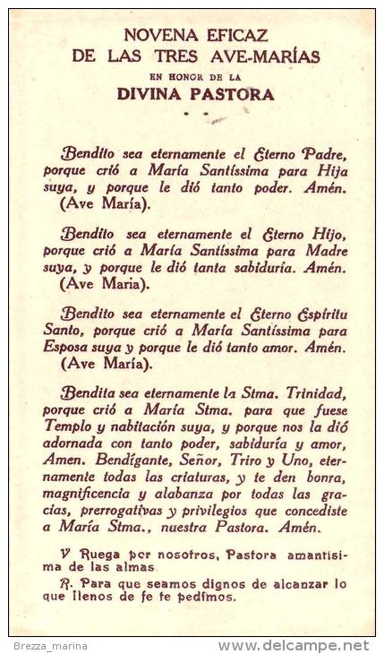 Santini - Immagini Sacre - Spagna - Secolo XX - La Divina Pastora De Las Almas  - Capilla De S. Josè -Sevilla - Santini