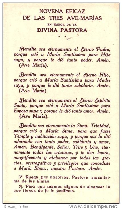 Santini - Immagini Sacre - Spagna - Secolo XX - La Divina Pastora De As Almas - Patrona Missioni - Novena De Las Tres - Santini