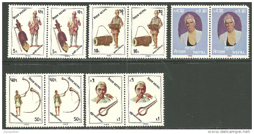 Népal, Bande De Timbres Neufs Sans Charniére, Peu Gomme, MINT NEVER HINGED, CHAKRAPANI CHALISE & MUSICAL INSTRUMENTS - Nepal