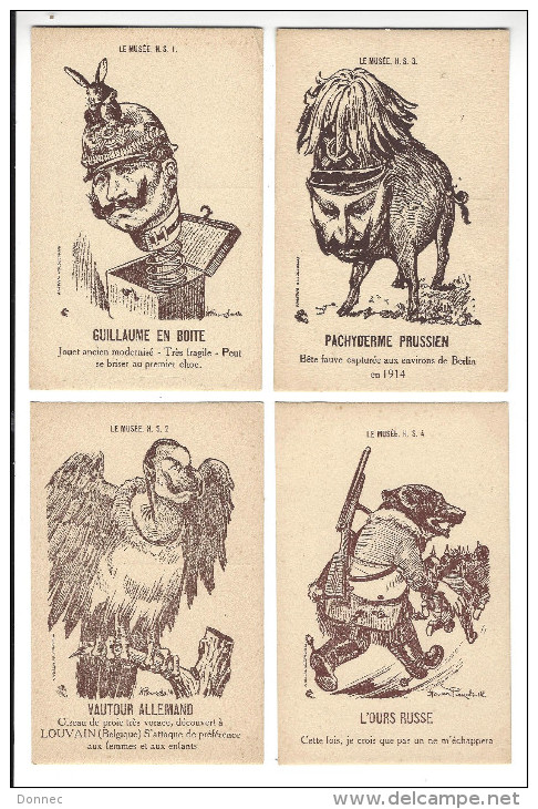 LOT 4 Cp Anti-Allemandes Guerre 14-18 ( Guillaume II , Cochon, Vautour, Ours Russe ), Illust. Maurice Pouzols - Guerra 1914-18