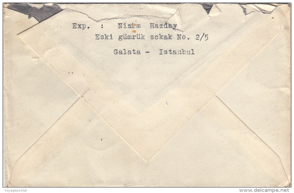 Lettre Galata Turquie Pour Paris 1946 - Lettres & Documents