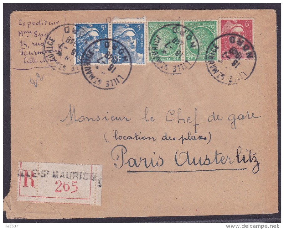 France Type Marianne De Gandon Sur Lettre - 1945-54 Marianne Of Gandon