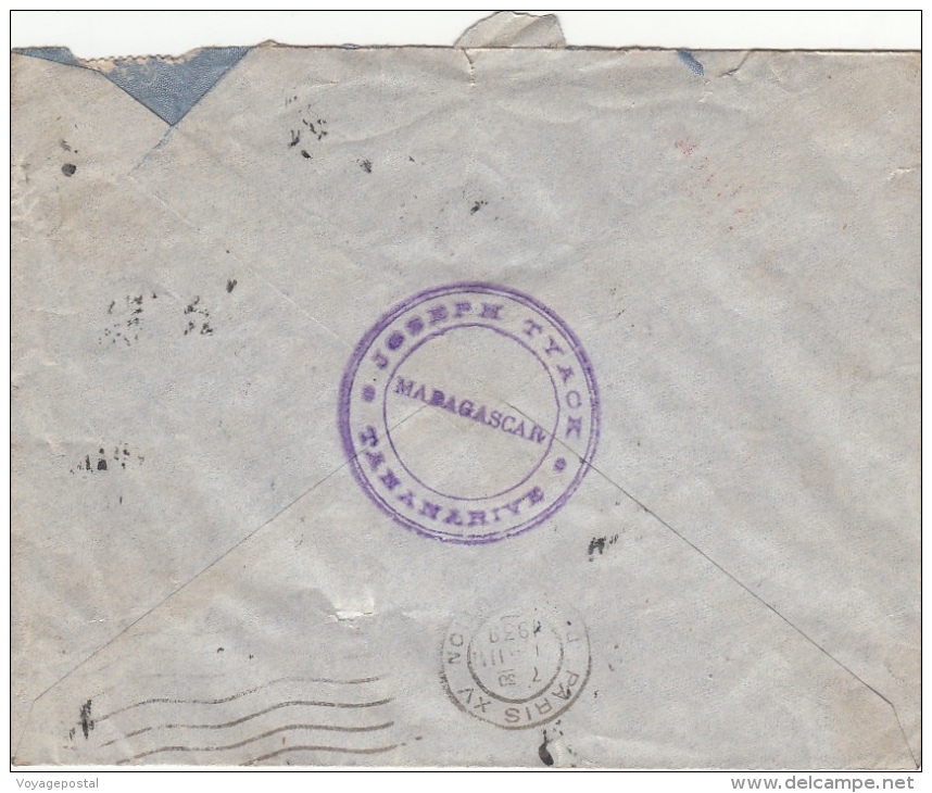 Lettre Madagascar Tananarive Pour Paris 1939 - Cartas & Documentos