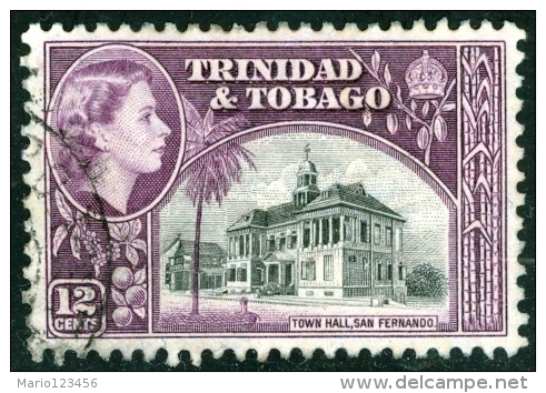 TRINIDAD TOBAGO, COMMEMORATIVO, REGINA ELISABETTA II, 1953, FRANCOBOLLO USATO, Mi 162, Scott 79, YT 166 - Trinité & Tobago (...-1961)