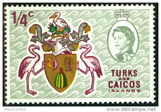 TURKS AND CAICOS, COLONIA BRITANNICA, STEMMI, COAT OF ARMS, 1953, NUOVO (MNH**), Mi 233, Scott 181, YT 222 - Trinidad Y Tobago
