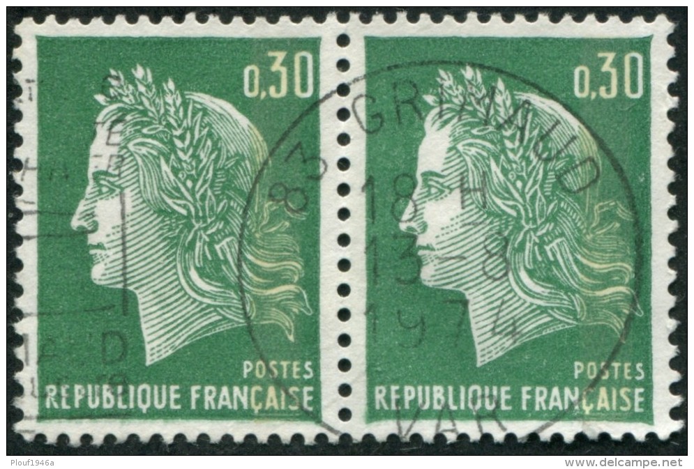 Pays : 189,07 (France : 5e République)  Yvert Et Tellier N° : 1611 B (o) En Paire - 1967-1970 Marianne De Cheffer