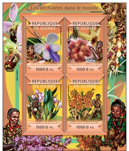 GU15116a GUINEA (Guinee) 2015 Orchids Of The World MNH Mini Sheet - Guinea (1958-...)