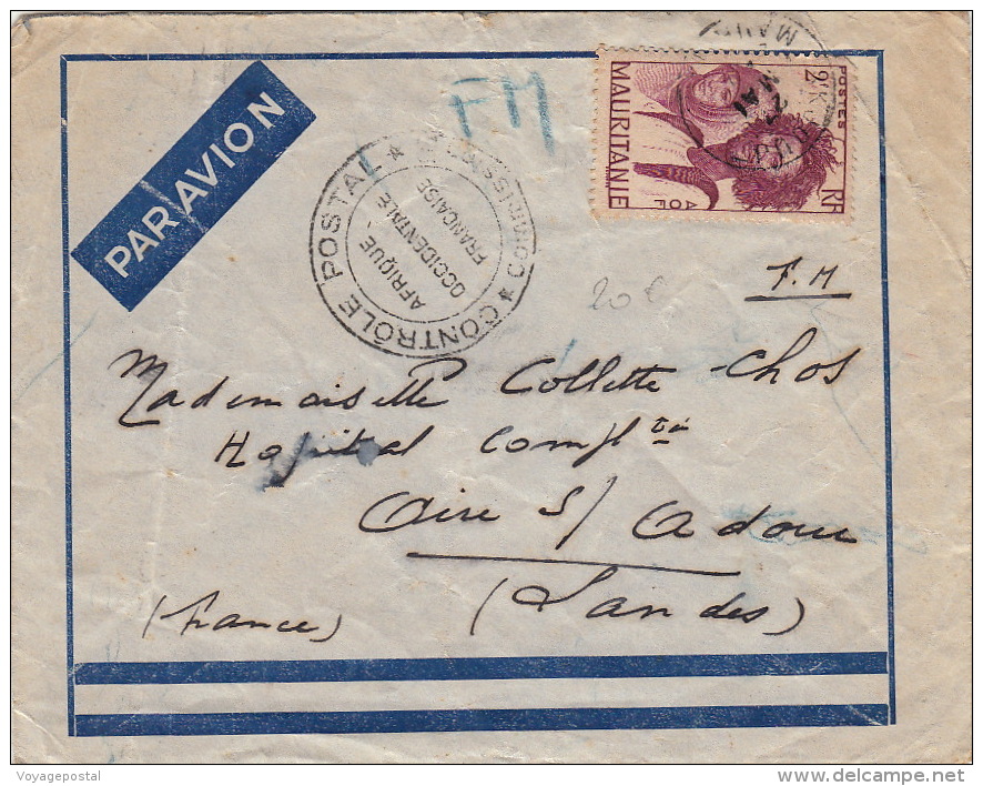 Lettre Mauritanie Contrôle Postal Pour Paris - Storia Postale