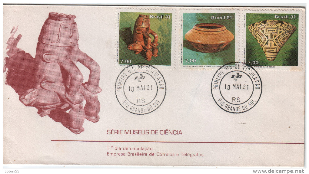 BRAZIL 1981 - FDC - Yvert 1470/72 - Museo Ciencia – Archeologia - Archäologie