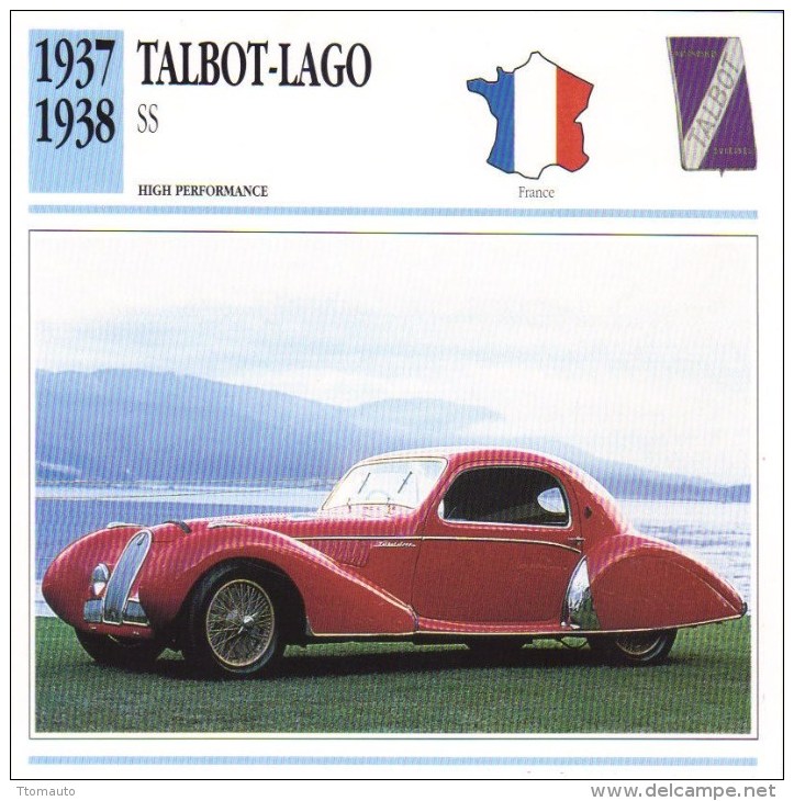 Talbot  150SS  Coupe Figoni & Falaschi  -  1937  -  Fiche Technique Automobile (Francaise) - Voitures