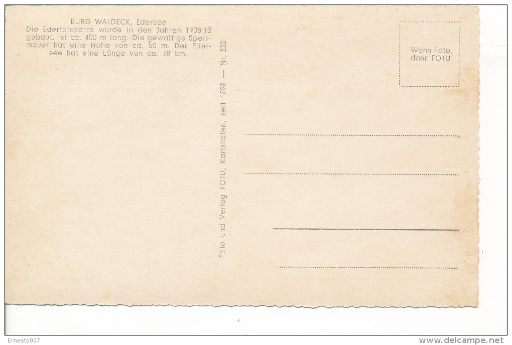 Deutschland, PK/CP, Edersee, Ungebraucht, - Siehe Scan *) - Waldeck