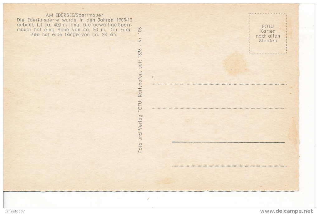 Deutschland, PK/CP, Edersee, Ungebraucht, - Siehe Scan *) - Waldeck