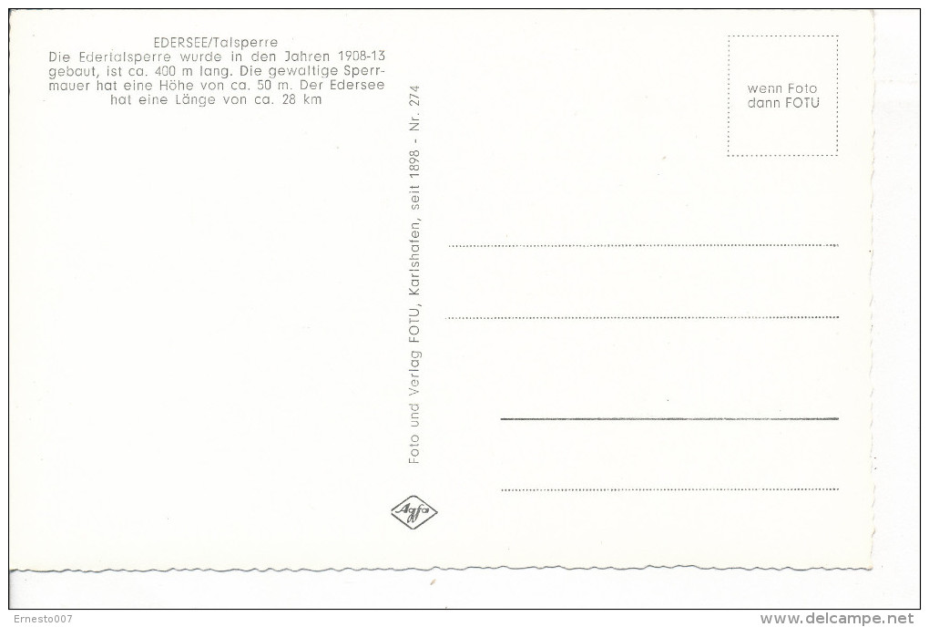 Deutschland, PK/CP, Edersee, Ungebraucht, - Siehe Scan *) - Waldeck