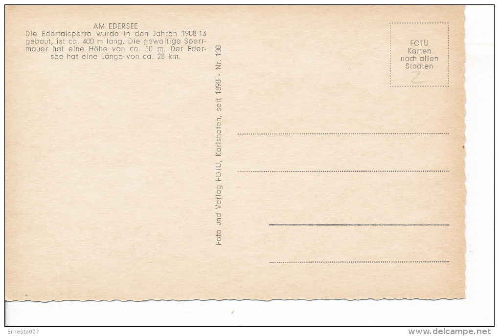 Deutschland, PK/CP, Edersee, Ungebraucht, - Siehe Scan *) - Waldeck