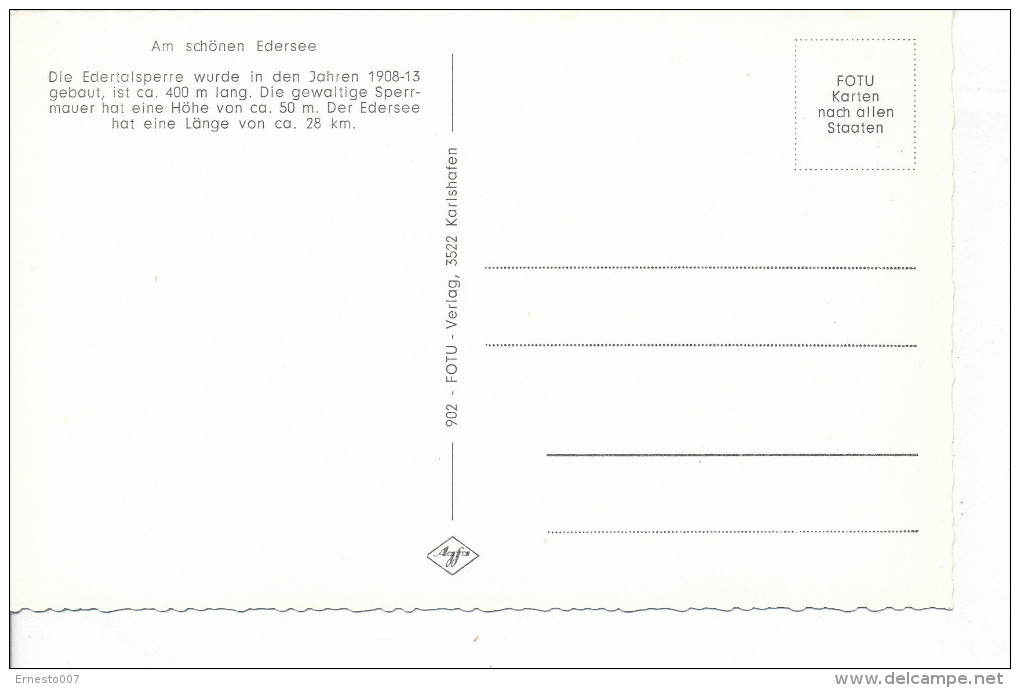 Deutschland, PK/CP, Edersee, Ungebraucht, - Siehe Scan *) - Waldeck