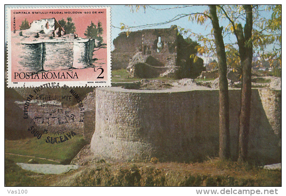 ARCHAEOLOGY, SUCEAVA SEAT FORTRESS RUINS, CM, MAXICARD, CARTES MAXIMUM, 1989, ROMANIA - Archäologie