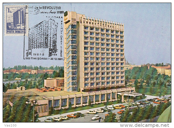 TOURISM, TIMISOARA CONTINENTAL HOTEL, CAR, CM, MAXICARD, CARTES MAXIMUM, 1991, ROMANIA - Hotel- & Gaststättengewerbe