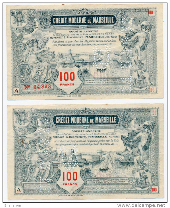 MARSEILLE // CREDIT MODERNE // 100 Francs - Bons & Nécessité