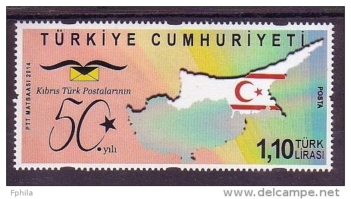 2014 TURKEY 50TH YEAR OF CYPRUS TURK POSTS MNH ** - Nuevos