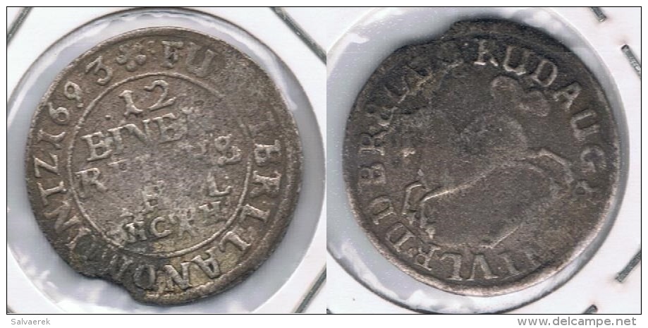 ALEMANIA  12 EINEN THALER  1693 A IDENTIFICAR  PLATA SILVER R - Monedas Pequeñas & Otras Subdivisiones