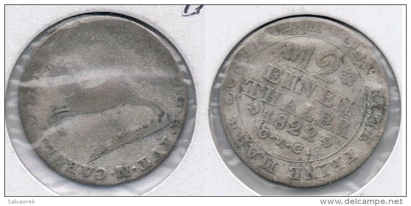 ALEMANIA  12 EINEN THALER  1822 A IDENTIFICAR  PLATA SILVER R - Monedas Pequeñas & Otras Subdivisiones