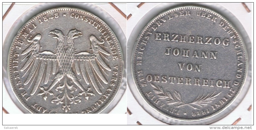 ALEMANIA  FRANKFURT THALER  1848 PLATA SILVER R - Taler Et Doppeltaler