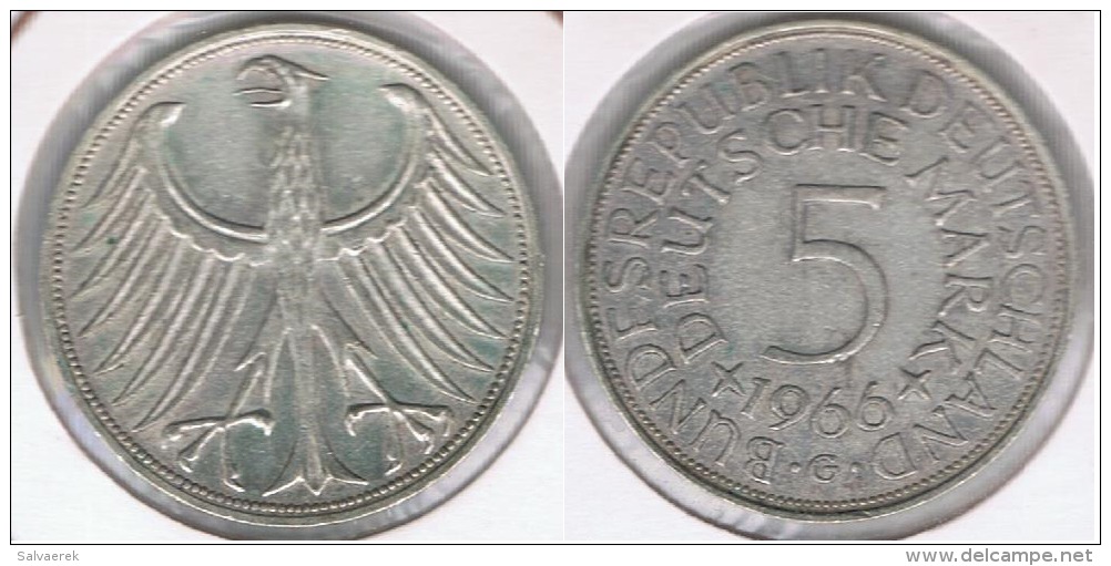 ALEMANIA 5 DEUTSCHE MARK  1966 G PLATA SILVER R - 5 Marcos