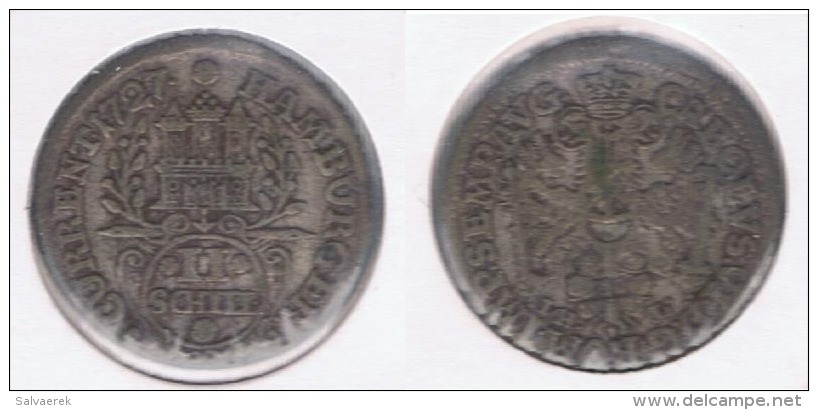 ALEMANIA HAMBURGO 2 SCHILLING 1727 PLATA SILVER R - Monedas Pequeñas & Otras Subdivisiones